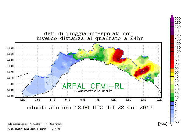 Esempio di mappa precipitazioni in tempo reale